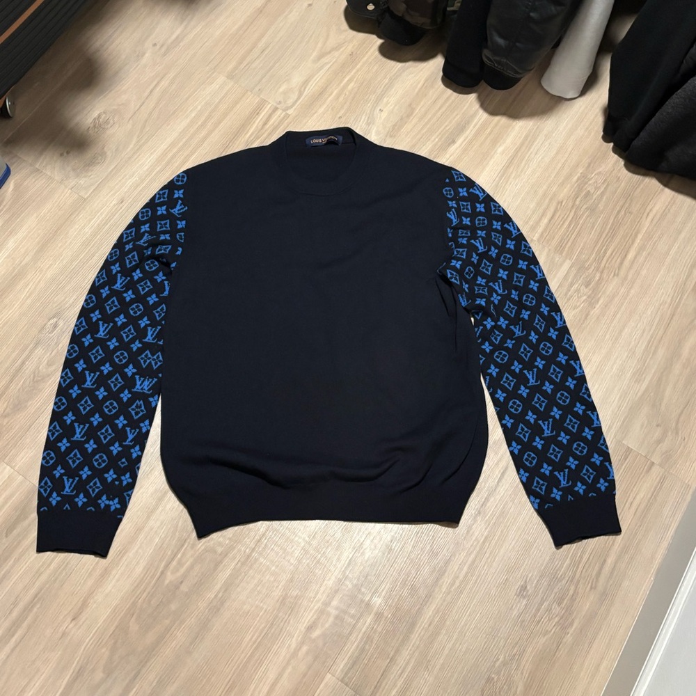 Louis Vuitton Men's Monogram Mix Cashmere Crewneck Navy Blue - Picture 2 of 11